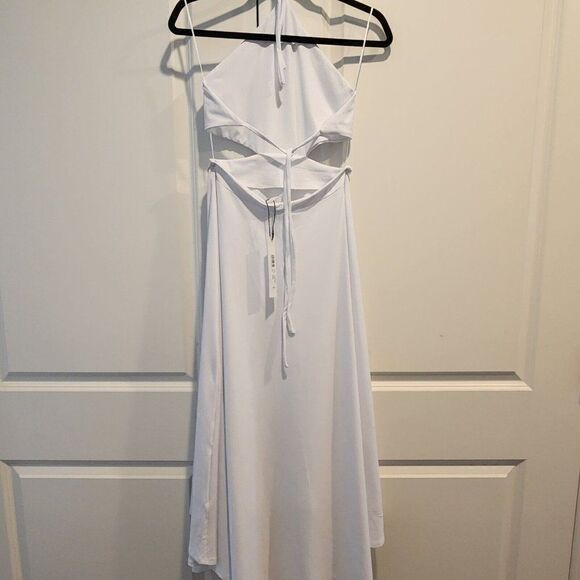 Susana Monaco Size L - High-low Cut Out Tie Back Halter Dress  White/Sugar $198 - Picture 7 of 10